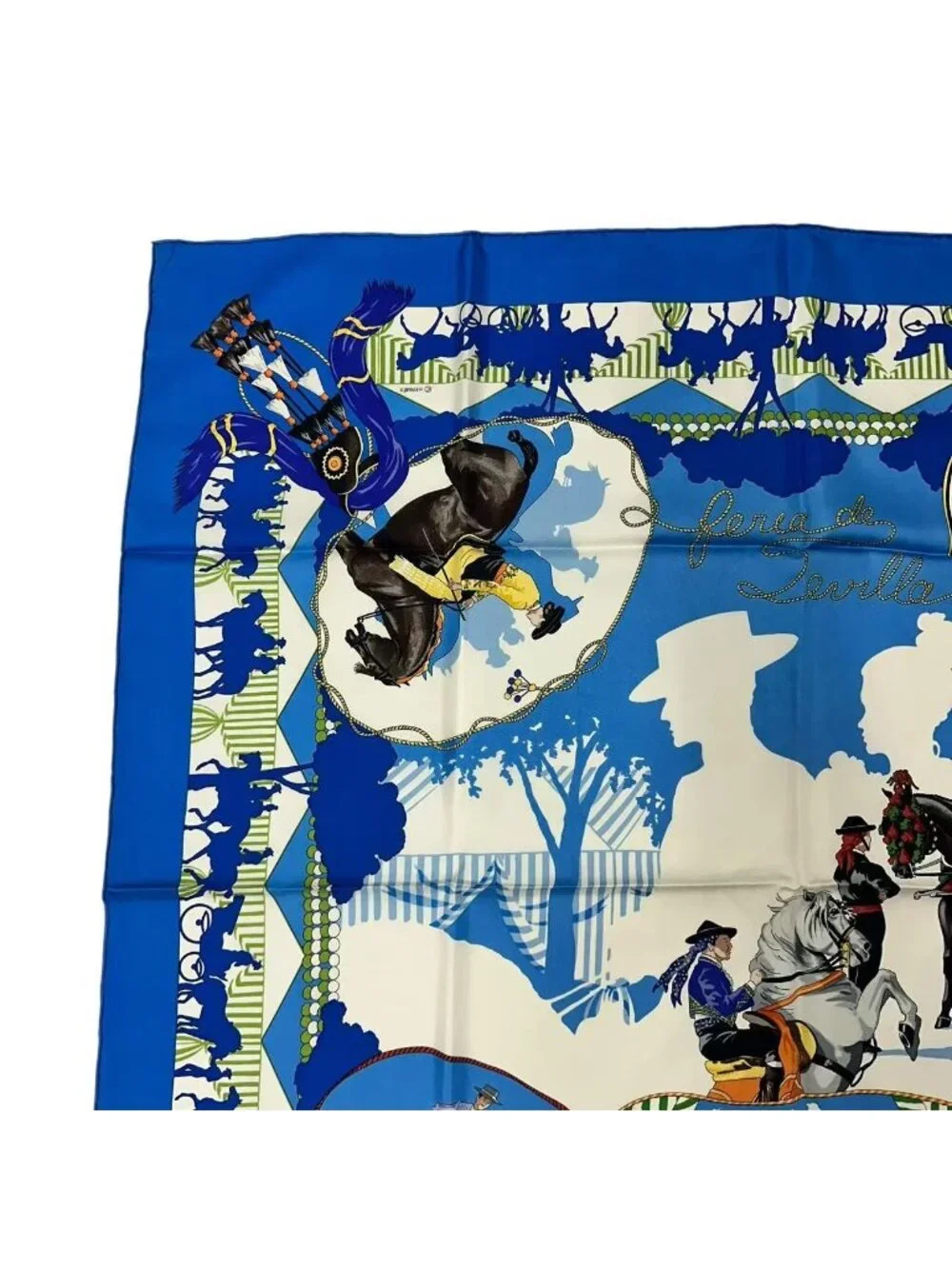 Hermes Scarf Carre 90 Feria de Sevilla Holidays in Seville Silk Blue